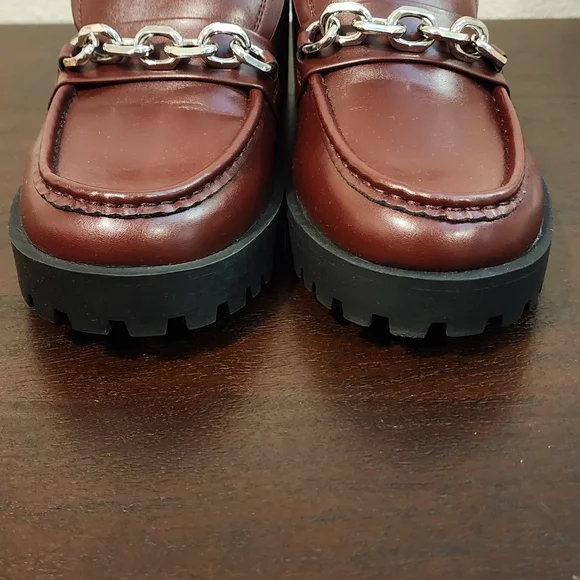 Calvin Klein Marshela Casual Lug Sole Chain Loafers, Dark Wine, Size 9 - Picture 5 of 9